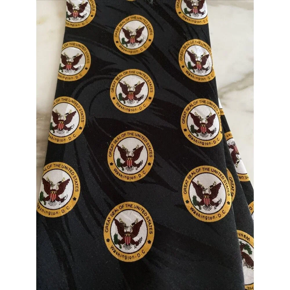 Great‎ Seal Of The United States Tie Black & Gold Patriotic Design By Forever T
